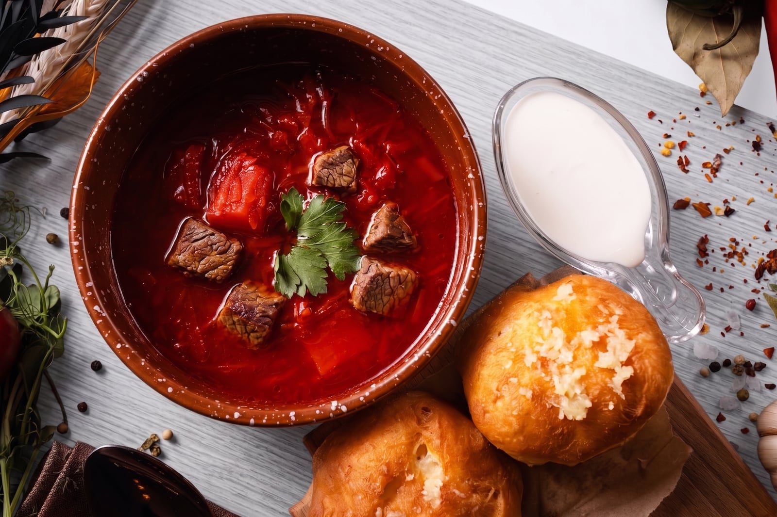 БОРЩ С ПАМПУШКАМИ